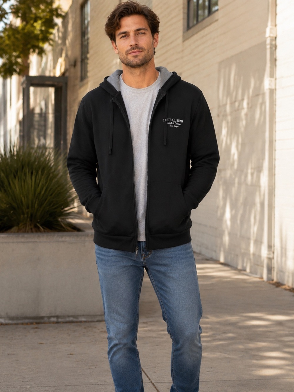 Men’s Urban Concepts Black Zip Hoodie Jacket from Four Queens Hotel & Casino